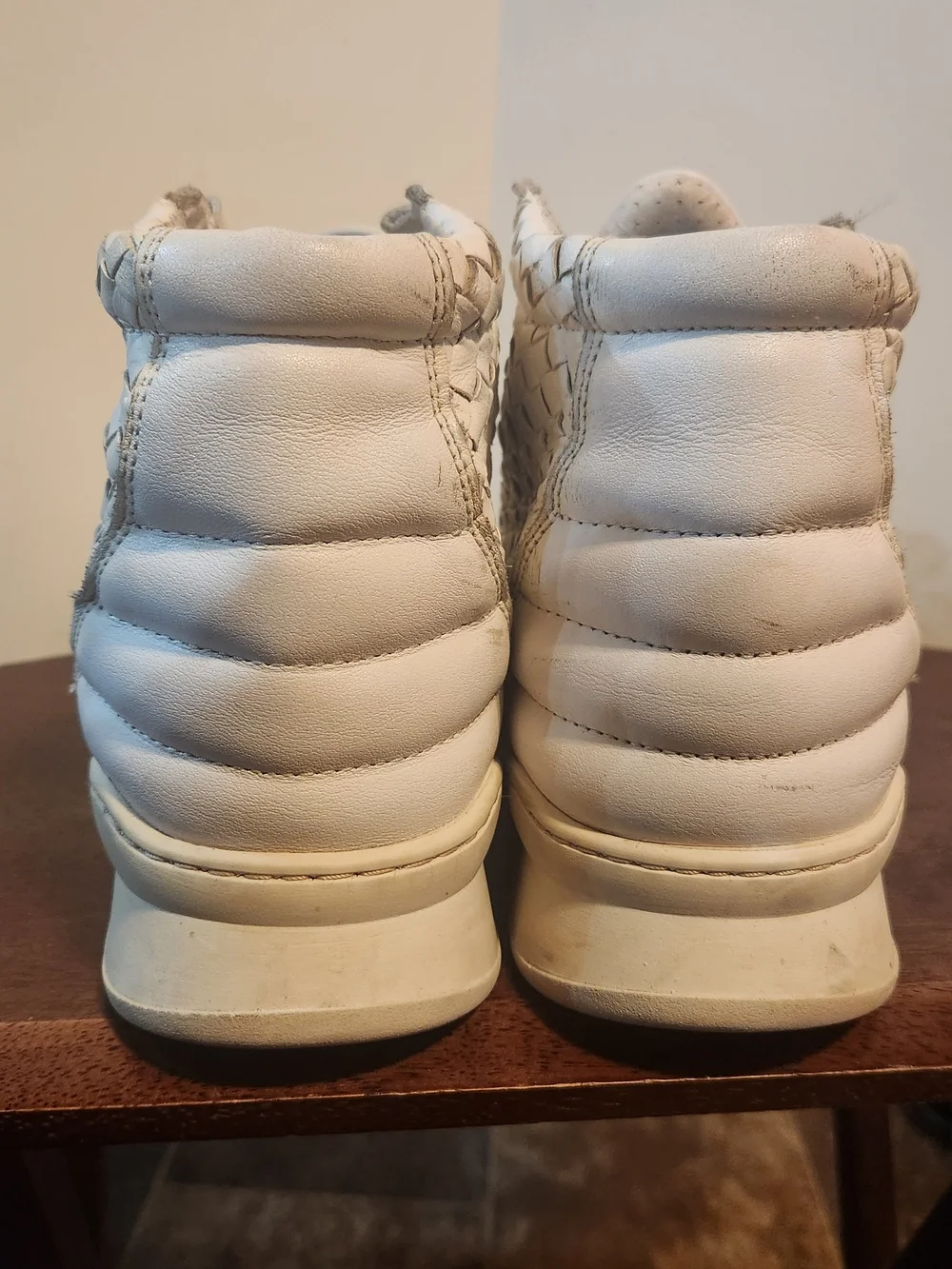 Filling Pieces High Top Luxury White Woven Leather Shoes Men’s US 10 EU 43